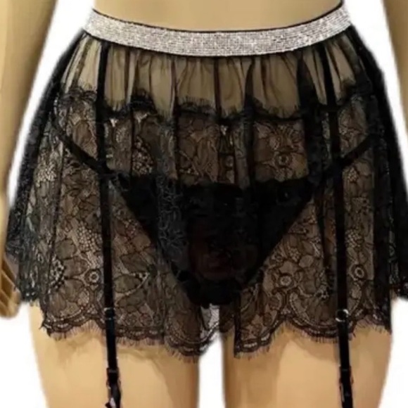Victoria Secret Very Sexy Lace Garter Skirt bling shine belt - Picture 5 of 5